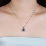 925 Silver Elephant Pendant Necklace with Crystals for Women Girls