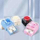 Eternal Rose Acrylic Ring Necklace Jewelry Box Storage Case