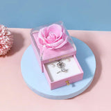 Eternal Rose Acrylic Ring Necklace Jewelry Box Storage Case