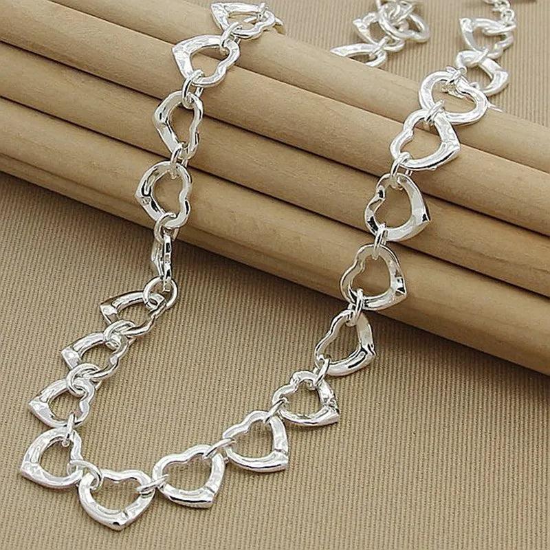 925 Silver Necklace for Women, Full Heart Charm, Female Birthday Gift