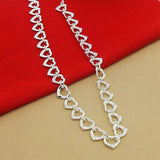 925 Silver Necklace for Women, Full Heart Charm, Female Birthday Gift