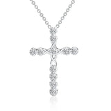 925 Silver Pendant Necklace Cross Zircon Crystal Gift