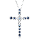 925 Silver Pendant Necklace Cross Zircon Crystal Gift