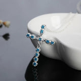 925 Silver Pendant Necklace Cross Zircon Crystal Gift