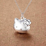 Christmas 925 Sterling Silver Cat Pendant Necklace for Women