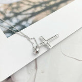925 Silver Twisted Cross Pendant Necklace Faith Power Jewelry