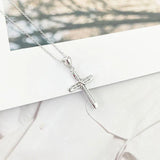 925 Silver Twisted Cross Pendant Necklace Faith Power Jewelry