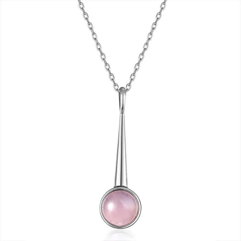 Sterling Silver Rose Quartz Pendant Necklace for Women