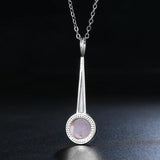 Sterling Silver Rose Quartz Pendant Necklace for Women