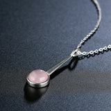 Sterling Silver Rose Quartz Pendant Necklace for Women