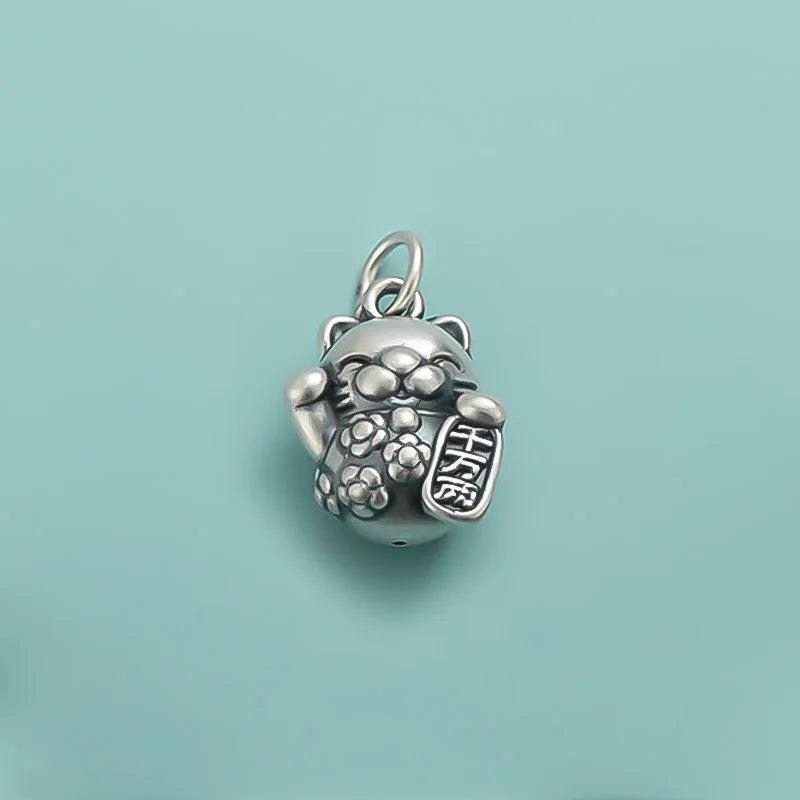Davis Vintage Cat Animal Charm Pendant 925 Sterling Silver DIY Jewelry