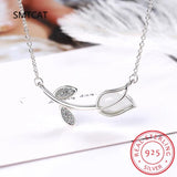 925 Silver Mother Gift Tulip CZ Necklace For Women