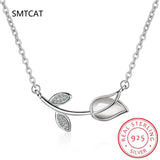925 Silver Mother Gift Tulip CZ Necklace For Women