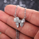 925 Silver Geometric Pendant Necklace Micro Inlaid Zircon Bow Wedding Jewelry