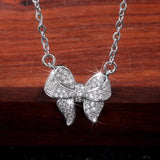 925 Silver Geometric Pendant Necklace Micro Inlaid Zircon Bow Wedding Jewelry