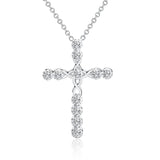 925 Silver Cross Pendant Necklace Zircon Crystal Gift