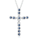 925 Silver Cross Pendant Necklace Zircon Crystal Gift