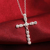 925 Silver Cross Pendant Necklace Zircon Crystal Gift