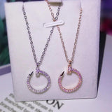 Geometric Nail Necklace with Cubic Zirconia Pendant