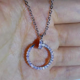 Geometric Nail Necklace with Cubic Zirconia Pendant