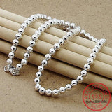 925 Sterling Silver Smooth Beads Ball Chain Necklace