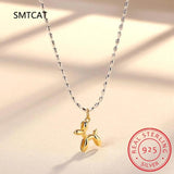 925 Silver Balloon Dog Pendant Necklace Platinum Plated Chain Women