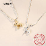 925 Silver Balloon Dog Pendant Necklace Platinum Plated Chain Women