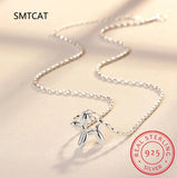 925 Silver Balloon Dog Pendant Necklace Platinum Plated Chain Women