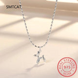 925 Silver Balloon Dog Pendant Necklace Platinum Plated Chain Women