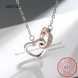 925 Silver Connected Heart Pendant Necklace for Girlfriend Gift