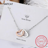 925 Silver Connected Heart Pendant Necklace for Girlfriend Gift