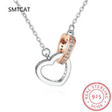 925 Silver Connected Heart Pendant Necklace for Girlfriend Gift