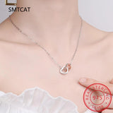 925 Silver Connected Heart Pendant Necklace for Girlfriend Gift