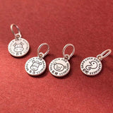Davis 925 Sterling Silver 10mm Round Animal Pendant DIY Necklace Accessories