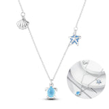 925 Silver Summer SeaTurtle Starfish Necklace Women Pendant Gift