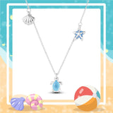 925 Silver Summer SeaTurtle Starfish Necklace Women Pendant Gift