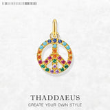 Golden Pendant with Colourful Stones 925 Sterling Silver