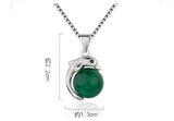925 Silver Dolphin Emerald Pendant Necklace Women Gift Jewelry