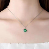 925 Silver Dolphin Emerald Pendant Necklace Women Gift Jewelry