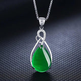 Red Corundum Pendant Chalcedony Green Agate Necklace Silver 925