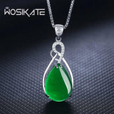 Red Corundum Pendant Chalcedony Green Agate Necklace Silver 925
