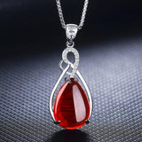 Red Corundum Pendant Chalcedony Green Agate Necklace Silver 925