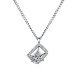 Sterling Silver Square Zircon Pendant Necklace