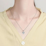 925 Silver Heart Pendant Necklace with Zircon Gemstone for Women