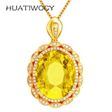 925 Silver Citrine Zircon Pendant for Women Wedding Party