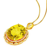 925 Silver Citrine Zircon Pendant for Women Wedding Party