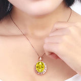 925 Silver Citrine Zircon Pendant for Women Wedding Party