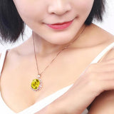 925 Silver Citrine Zircon Pendant for Women Wedding Party
