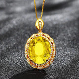 925 Silver Citrine Zircon Pendant for Women Wedding Party