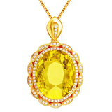 925 Silver Citrine Zircon Pendant for Women Wedding Party